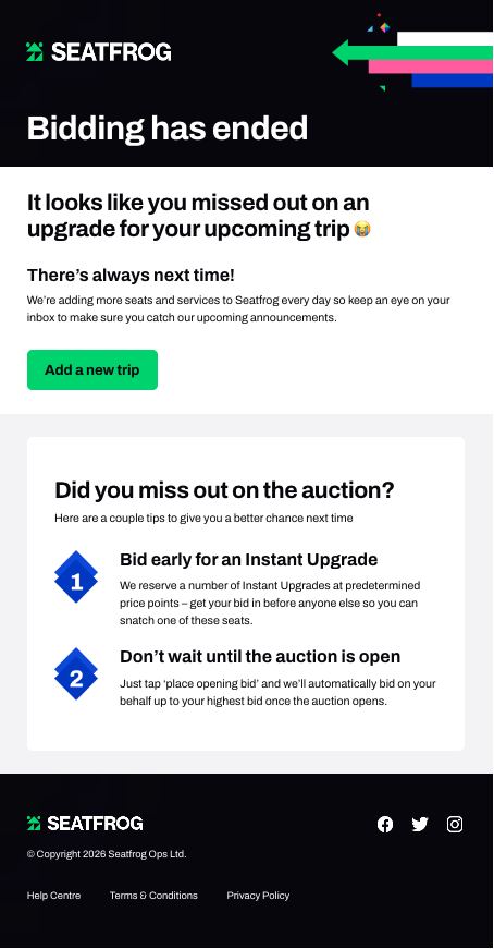 Auction ended, loser, as it renders today